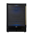 Forno Frescolino 24 Inch Beverage Cooler, Black with Antique Brass Handles, with LED Lighting, Triple Glass Door, 188 Can Capacity, Built-In or Freestanding