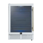 Forno Frescolino 24 Inch Beverage Cooler, White with Antique Brass Handles, with LED Lighting, Triple Glass Door, 188 Can Capacity, Built-In or Freestanding