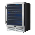 Forno Bacchino 24 Inch Wine Cooler, Stainless Steel, with LED Lighting, Triple Glass Door, 51 Bottle Capacity, Built-In or Freestanding