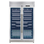 FORNO Abruzzo 48-Inch Dual Zones Wine Cellar, 102 Bottles, 24 cu. ft., Green Acrylic Holders & Black Shelves