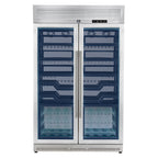 FORNO Abruzzo 48-Inch Dual Zones Wine Cellar, 102 Bottles, 24 cu. ft., Green Acrylic Holders & Black Shelves