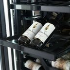 FORNO Abruzzo 48-Inch Dual Zones Wine Cellar, 102 Bottles, 24 cu. ft., Green Acrylic Holders & Black Shelves