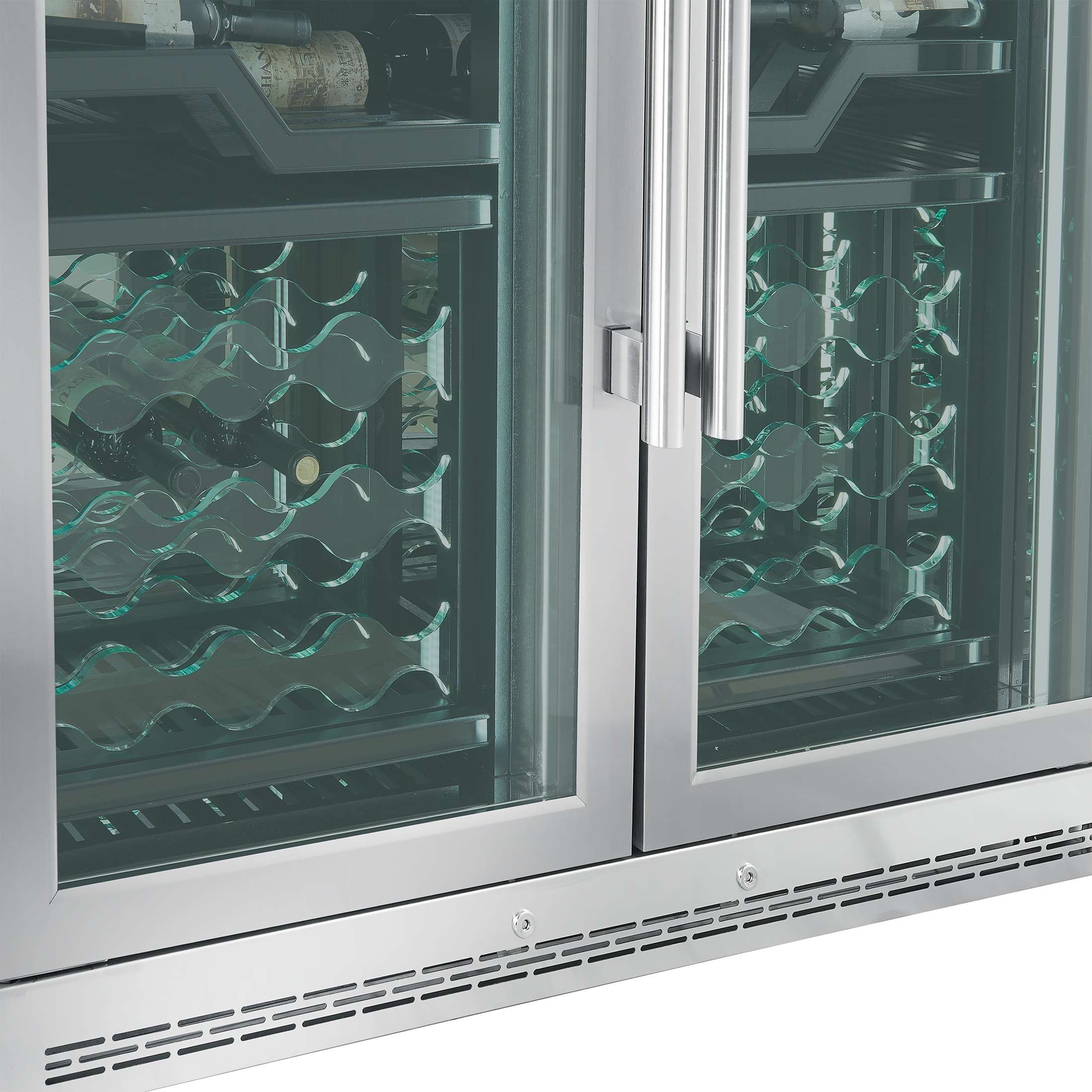 FORNO Abruzzo 48-Inch Dual Zones Wine Cellar, 102 Bottles, 24 cu. ft., Green Acrylic Holders & Black Shelves