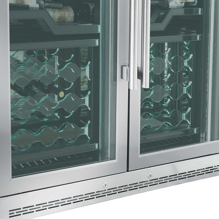 FORNO Abruzzo 48-Inch Dual Zones Wine Cellar, 102 Bottles, 24 cu. ft., Green Acrylic Holders & Black Shelves