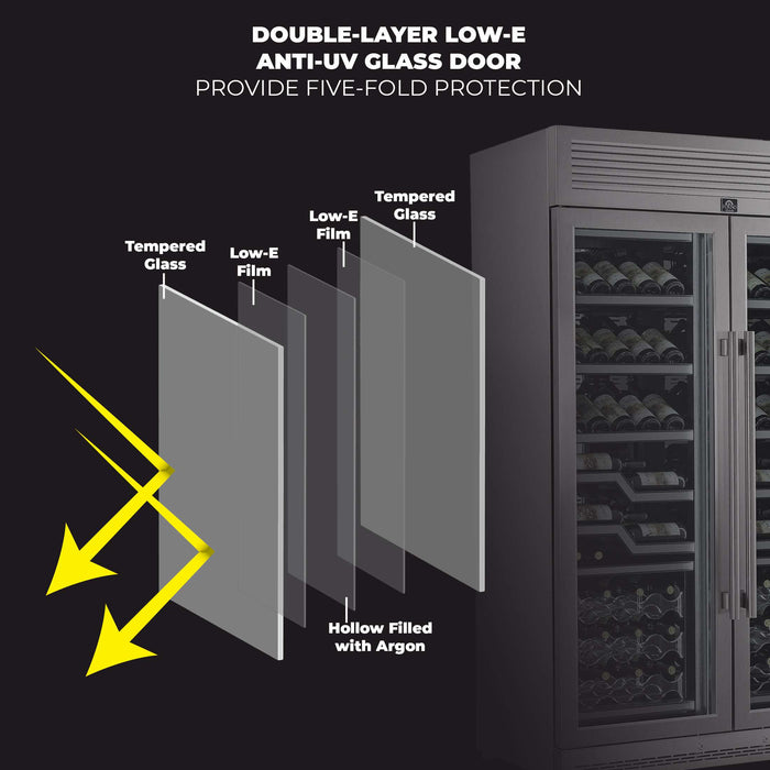 FORNO Abruzzo 48-Inch Dual Zone Wine Cellar, 102 Bottles, 24 cu. ft., Clear Acrylic Holders & Stainless Trim Shelves