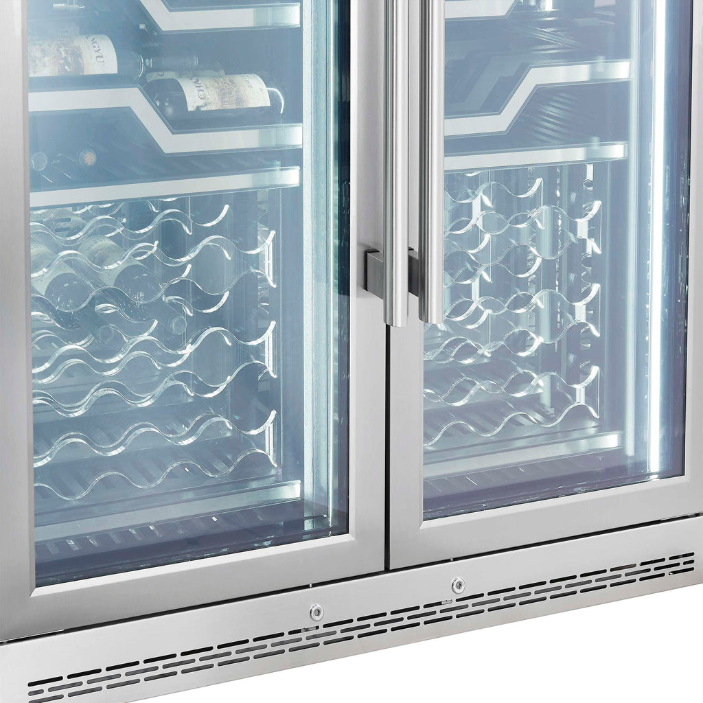 FORNO Abruzzo 48-Inch Dual Zone Wine Cellar, 102 Bottles, 24 cu. ft., Clear Acrylic Holders & Stainless Trim Shelves