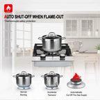 GASLAND 12 Inch 2 Burner Black Tempered Glass Gas Stove