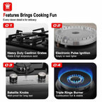 GASLAND 12 Inch 2 Burner Black Tempered Glass Gas Stove
