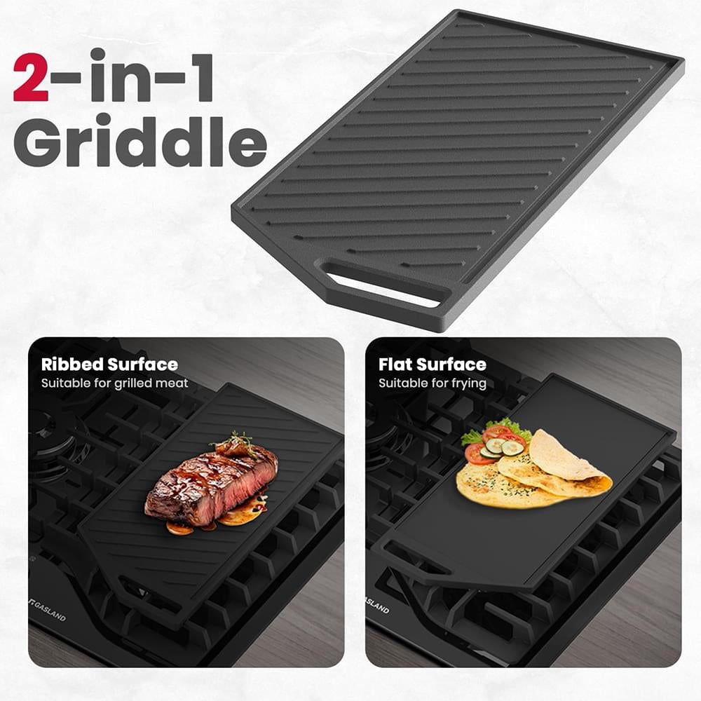 GASLAND 12 Inch 2 Burner Black Tempered Glass Gas Stove