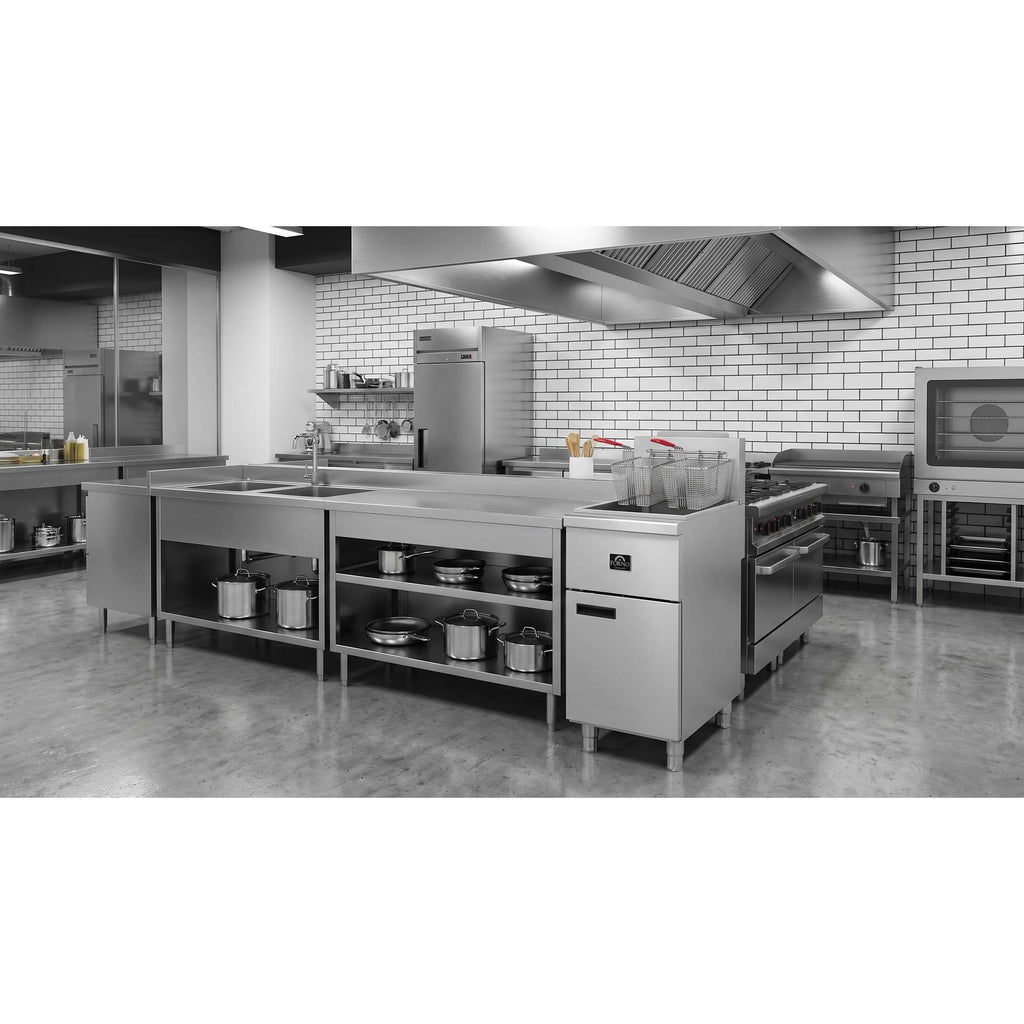 Forno Commerciale Natural Gas Deep Fryer, 3 Burners 90,000 BTU, 40 lbs, Millivolt Control