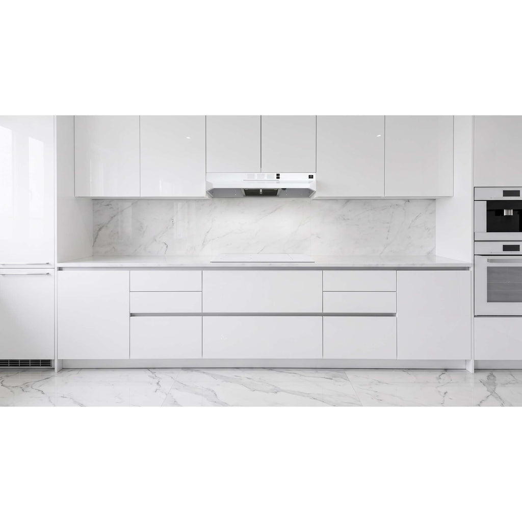 Forno Cappa 30-Inch Under Cabinet Range Hood, White, 200 CFM, Convertible, LED Lighting