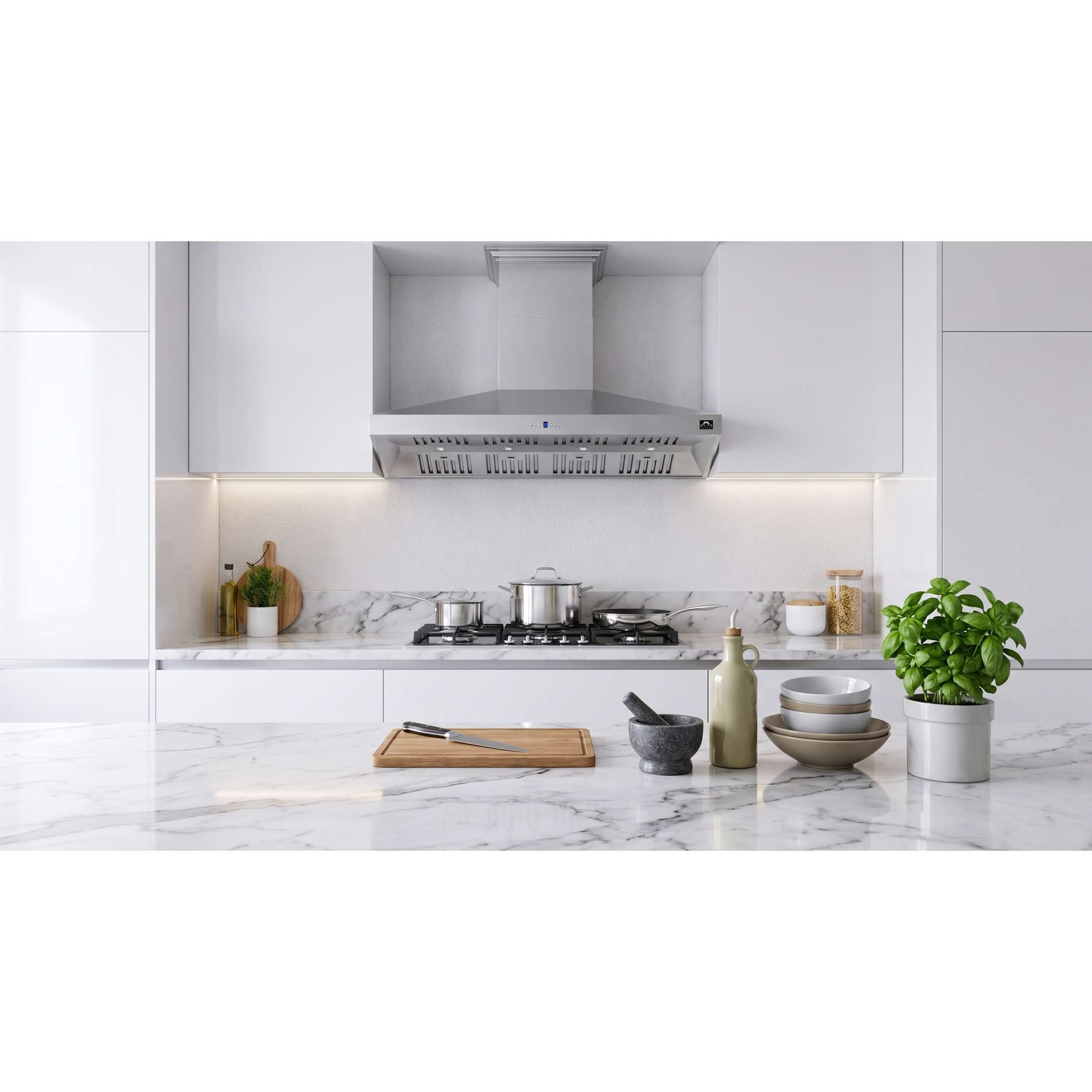 Forno Orvieto 60-Inch Wall Mount Range Hood, LED Lighting, Heavy Duty, Stainless Steel