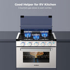 Camplux RV Stove Propane Gas Range Oven w/ 3 Burners Cooktop