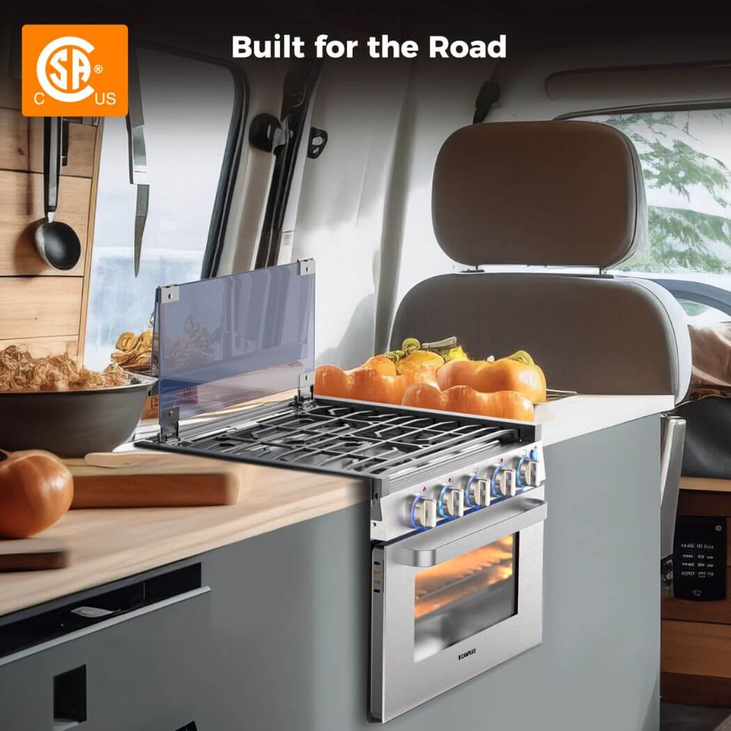 Camplux RV Stove Propane Gas Range Oven w/ 3 Burners Cooktop